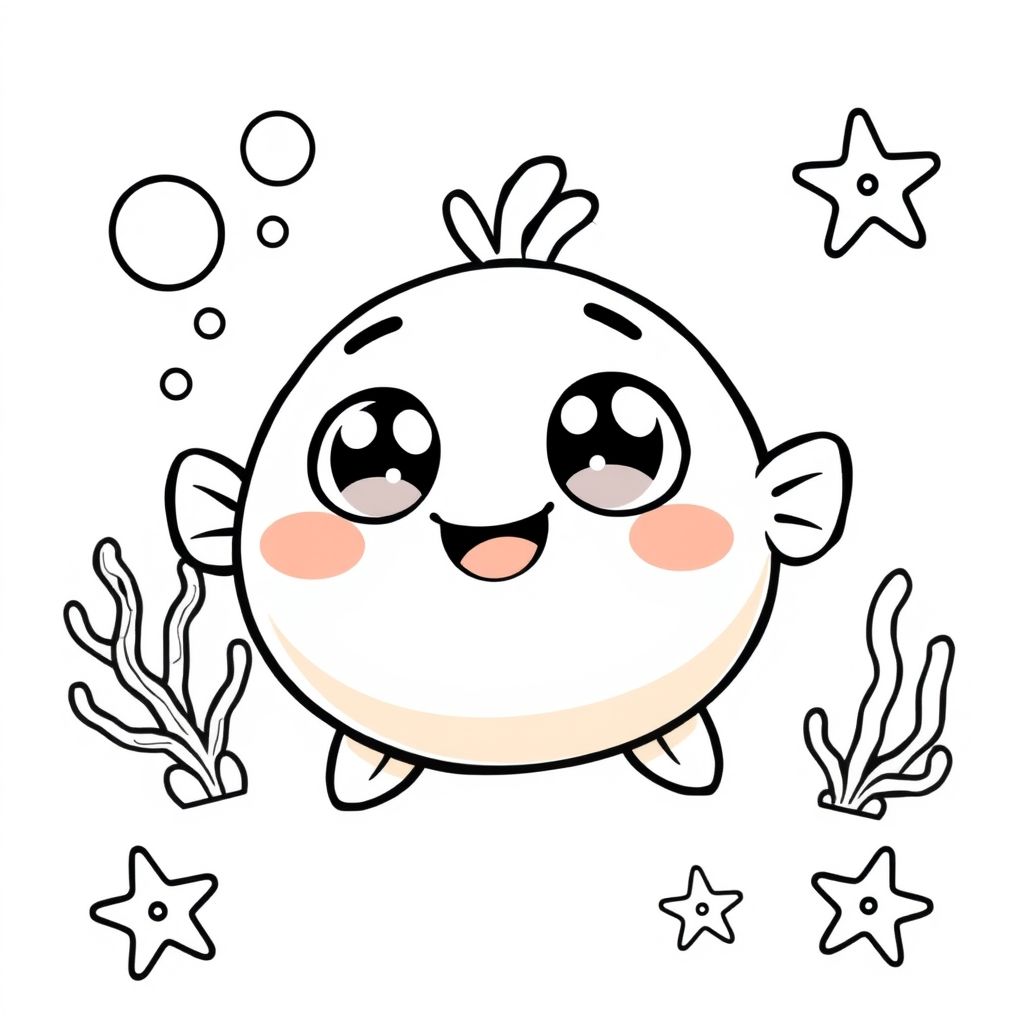 Khám phá thế giới dễ thương với hình tô màu cá nóc phong cách chibi, nơi những chú cá nóc nhỏ nhắn đang chờ bạn tô điểm sắc màu rực rỡ!