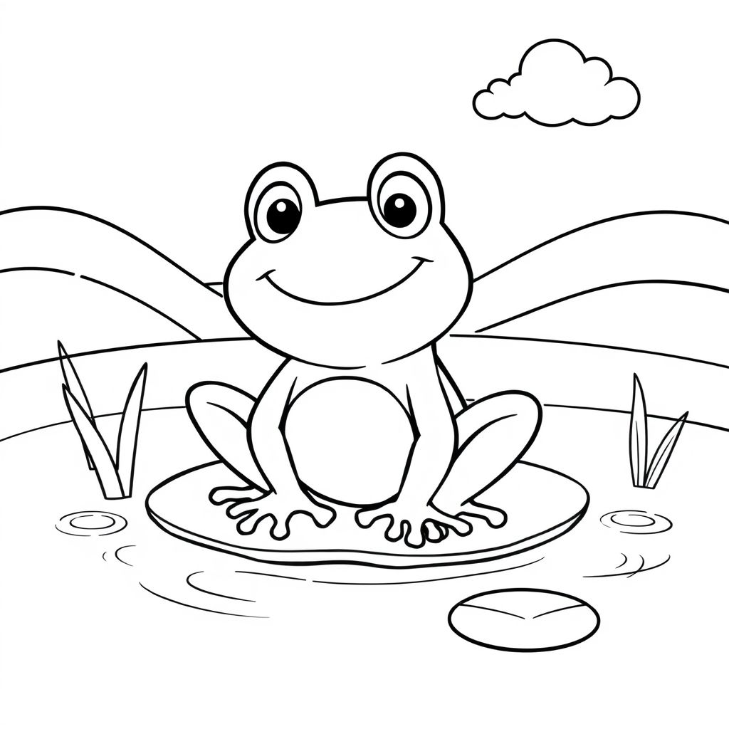 Thỏa sức sáng tạo với hình tô màu ếch con đáng yêu! Hãy cùng mang đến sức sống tươi sáng cho chú ếch này nào!