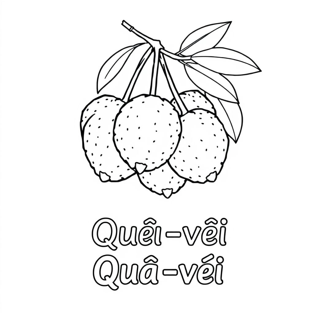 Khám phá sự tươi ngon của quả vải với hình tô màu thú vị! Hãy cùng tô màu và ghi nhớ tên tiếng Việt của loại trái cây này!