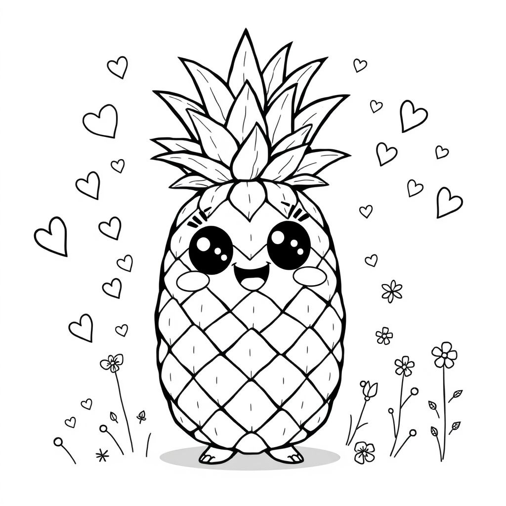 Quả Dứa - Nghệ Thuật Tô Màu Phong Cách Kawaii Đầy Sáng Tạo