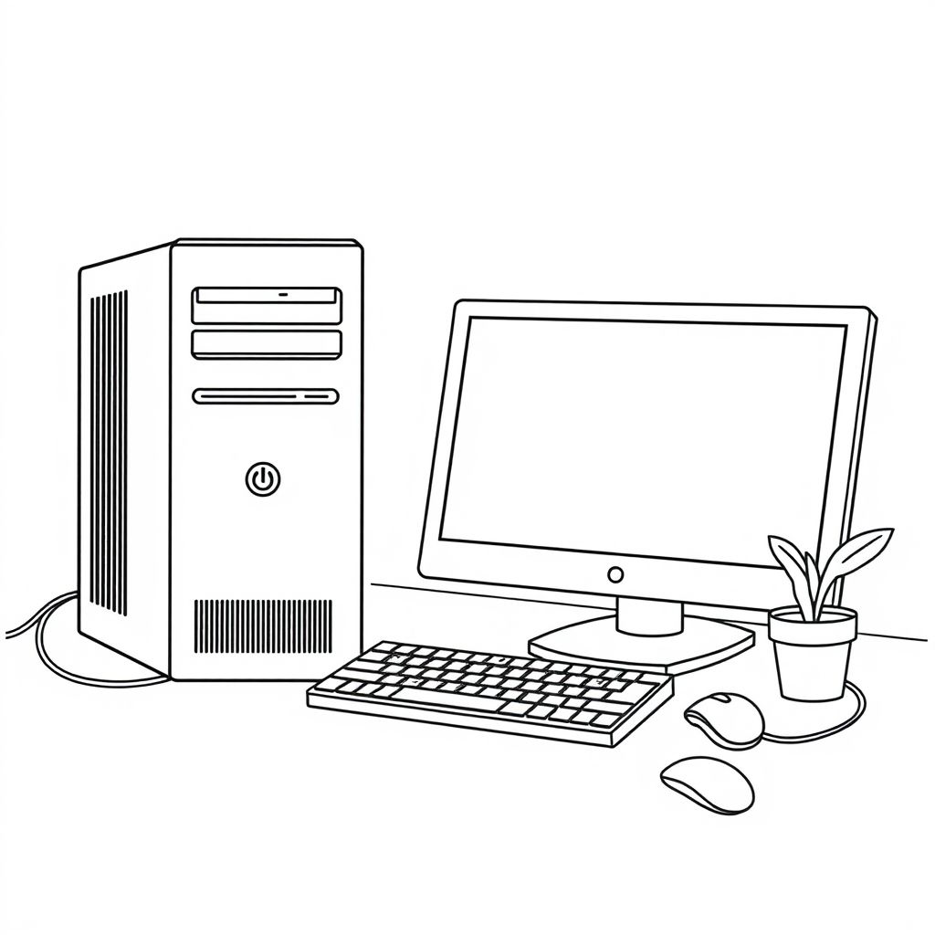 Khám phá thế giới công nghệ sáng tạo với bức tranh tô màu CPU máy tính để bàn! Hãy để trí tưởng tượng bay cao và tô điểm cho chiếc máy tính của bạn theo cách riêng!
