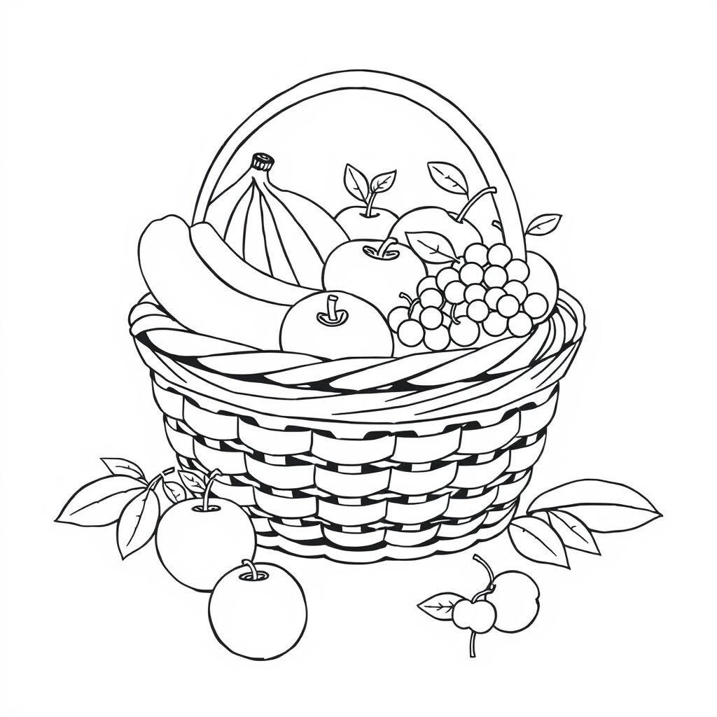 Khám phá thế giới sắc màu với tranh tô màu giỏ trái cây tươi ngon, thêm phần sinh động và hấp dẫn cho các bé yêu thích sáng tạo và thưởng thức những quả trái cây mọng nước trong chiếc giỏ xinh xắn!