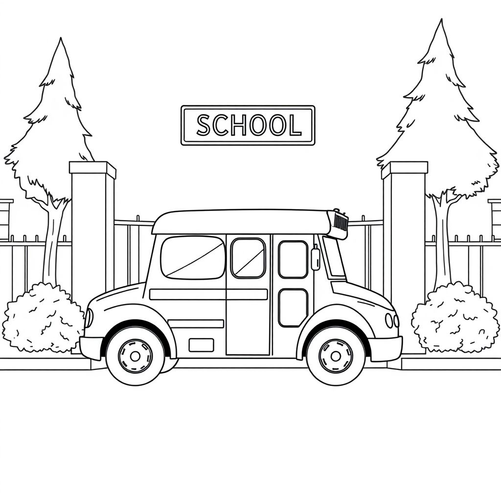 Khám phá thế giới qua hình tô màu xe bus trước cổng trường, mang đến niềm vui và sự sáng tạo cho các bạn nhỏ yêu thích phương tiện di chuyển!