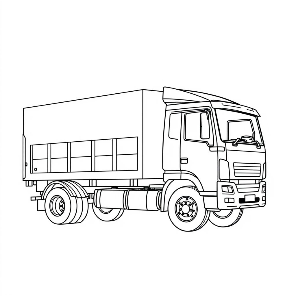 Khám phá thế giới xe tải chở hàng qua hình tô màu sinh động! Thỏa sức sáng tạo với chiếc xe tải mạnh mẽ, đầy màu sắc, mang hàng hóa đi khắp nơi.