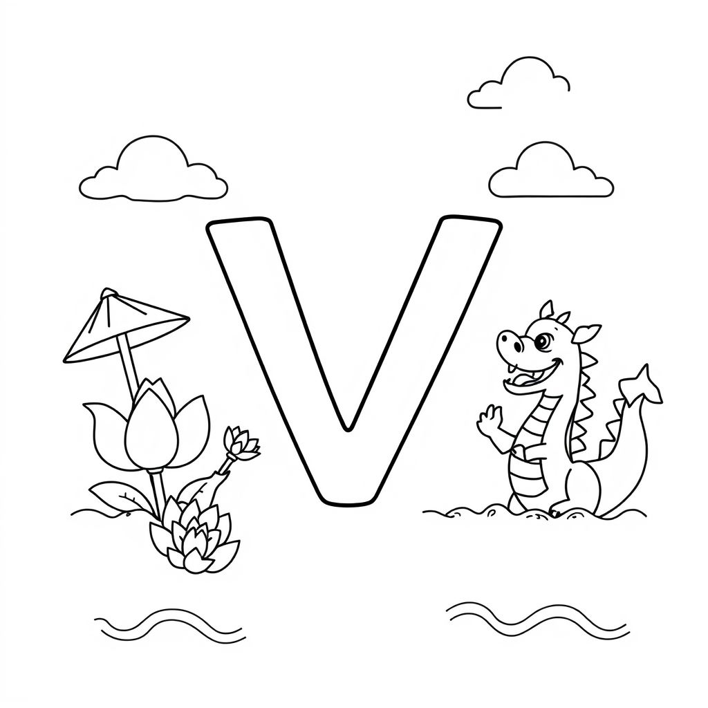Khám phá sự sáng tạo với tranh tô màu chữ V, hình ảnh thể hiện nét đẹp của chữ V và chữ Vietnam, mang đến cảm hứng tự hào dân tộc qua từng nét vẽ sinh động.