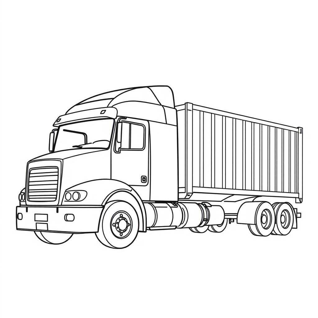 Khám phá thế giới vận tải với tranh tô màu xe đầu kéo container, giúp bé yêu thích và sáng tạo cùng những chiếc xe container mạnh mẽ, chở hàng đi khắp nơi!