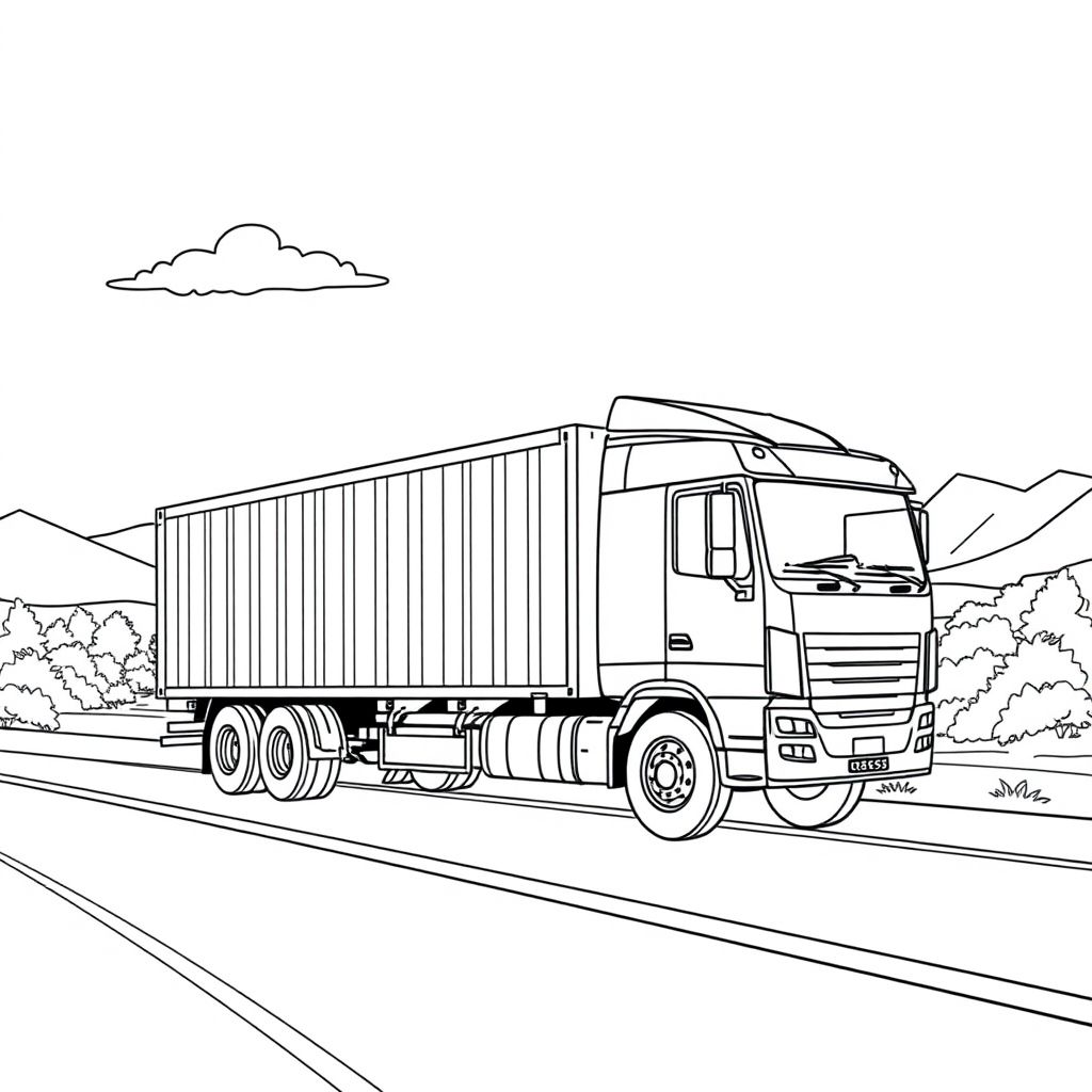 Khám phá thế giới vận chuyển với hình tô màu xe container trên đường cao tốc, mang đến những ý tưởng sáng tạo về các phương tiện vận tải lớn và mạnh mẽ.