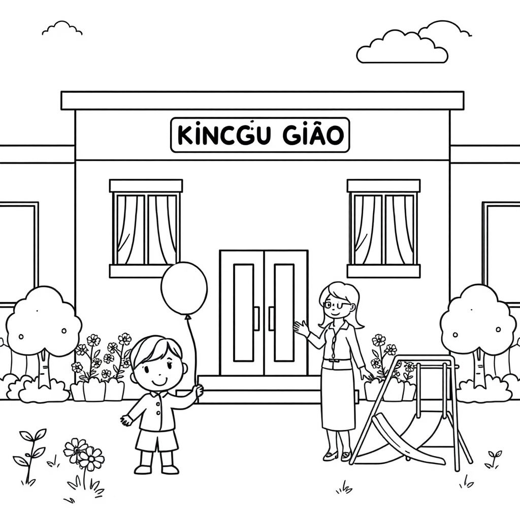 Khơi nguồn sáng tạo cho các bé với hình tô màu trường học mẫu giáo đáng yêu, giúp trẻ khám phá thế giới học tập vui vẻ và sinh động!