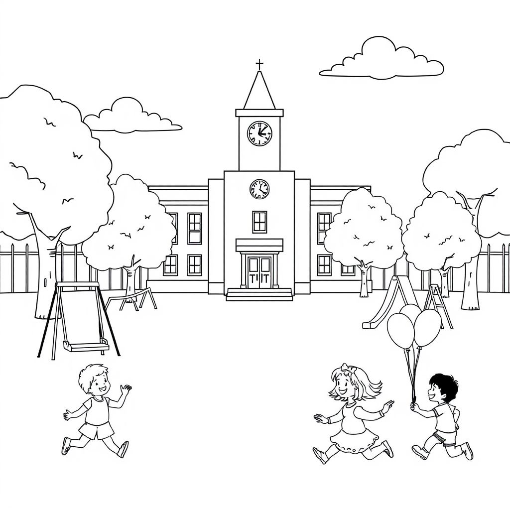 Khám phá thế giới sân trường qua hình tô màu sinh động, đem lại niềm vui và sáng tạo cho các bạn nhỏ yêu thích trường học!