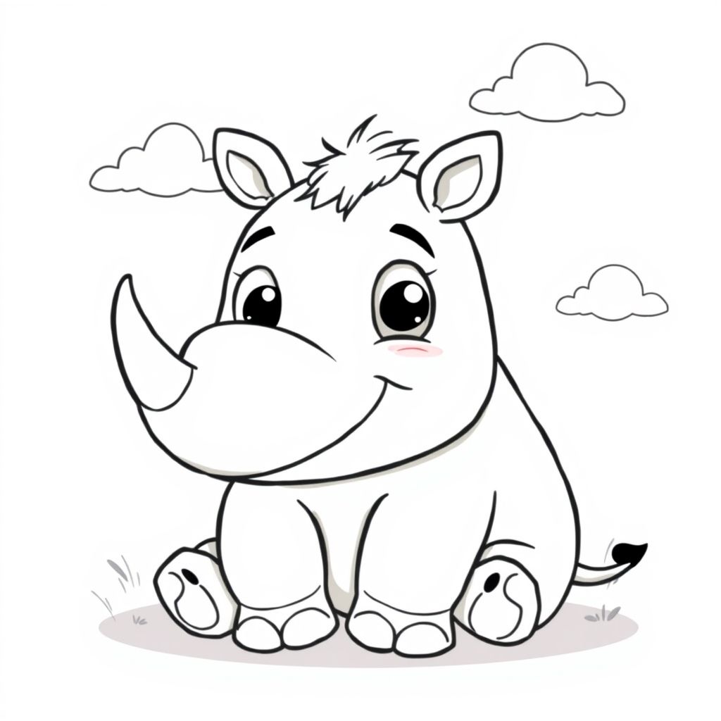 Hơn 50 mẫu hình tô màu Con tê giác hoạt hình dễ thương miễn phí cho bé - Tải về ngay