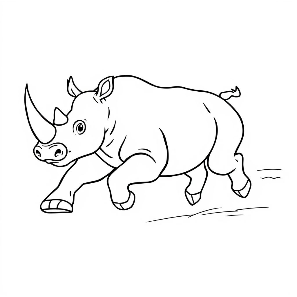 Khám phá thế giới màu sắc với hình tô màu con tê giác đang chạy năng động!