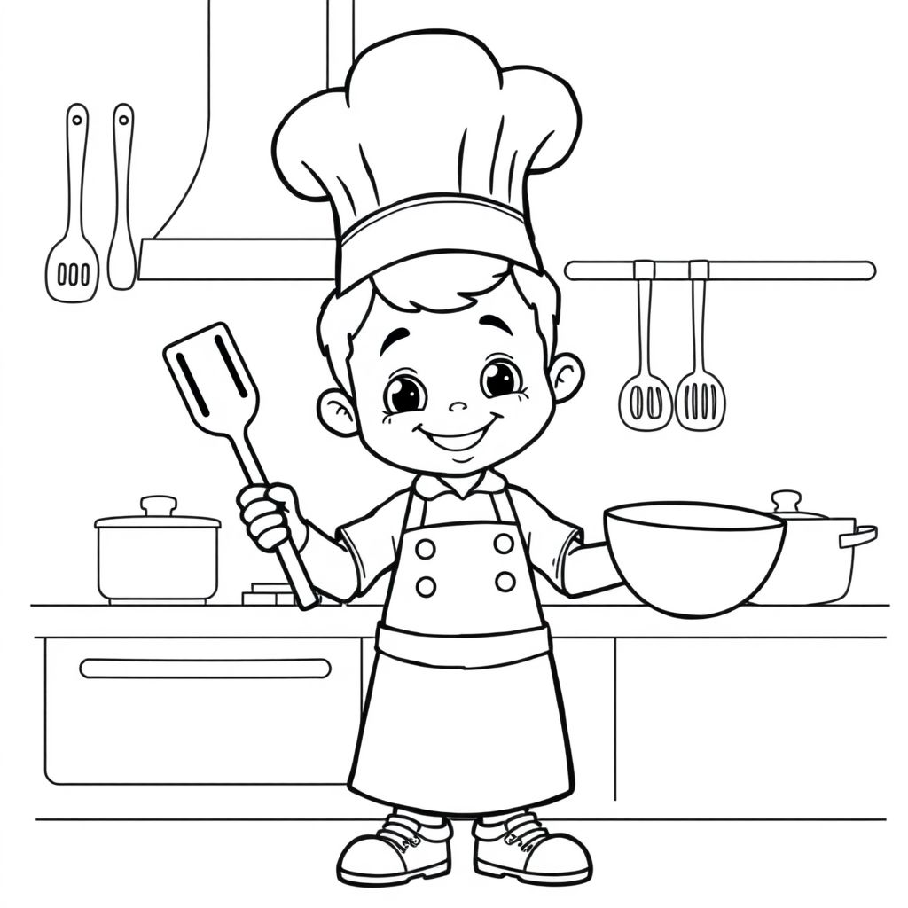 Khám phá thế giới ẩm thực qua Hình tô màu đầu bếp nhí! Các bé yêu thích làm đầu bếp nhỏ, sáng tạo và vui vẻ với màu sắc tươi sáng trên hành trình trở thành những đầu bếp tài năng.