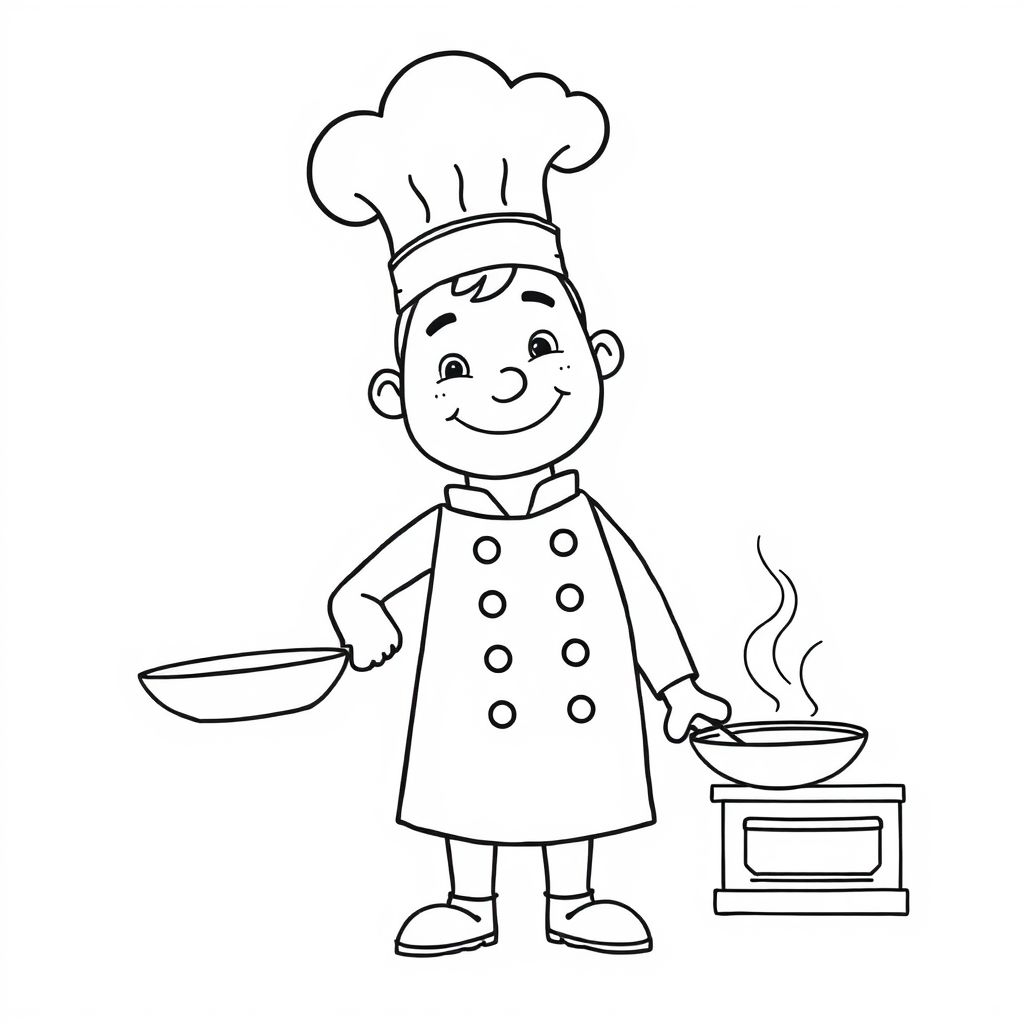 Khám phá thế giới ẩm thực qua hình tô màu đầu bếp đơn giản, giúp bé thỏa sức sáng tạo và yêu thích nghề đầu bếp từ nhỏ!