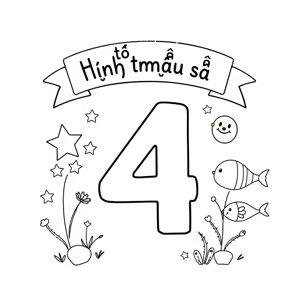 Khám phá thế giới số đếm với hình tô màu số 4 sinh động, giúp bé yêu học cách đếm vui vẻ và sáng tạo!