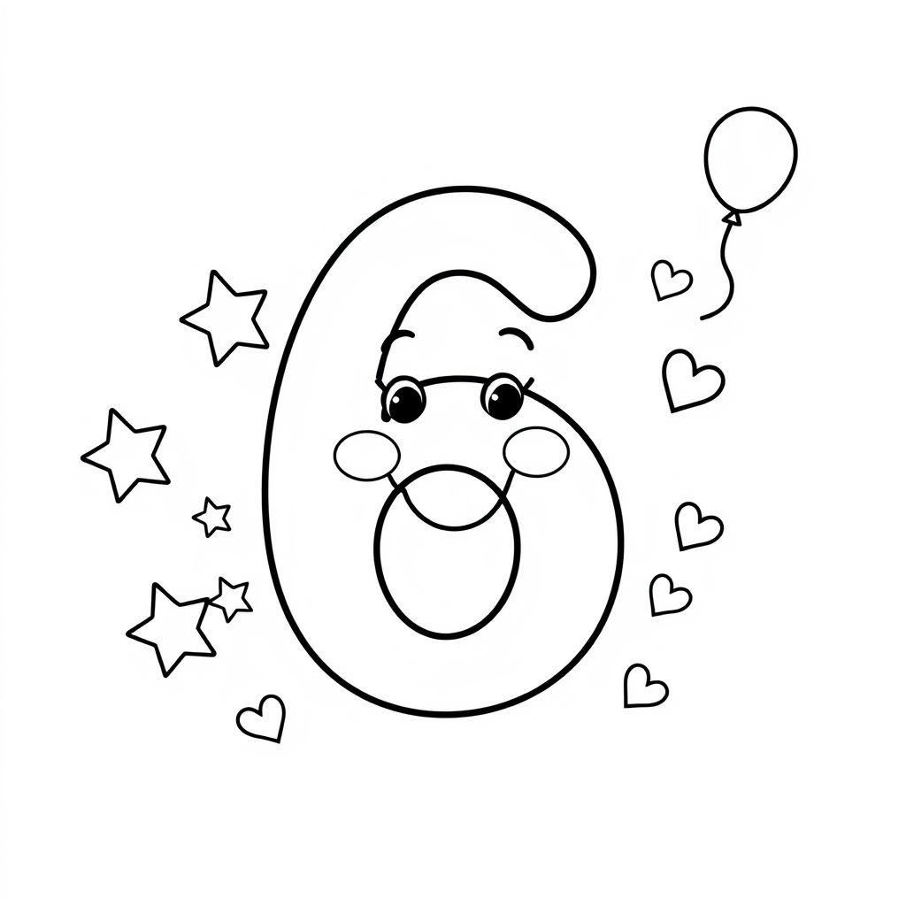 Khám phá thế giới số đếm qua hình tô màu số 6 vui nhộn, giúp bé yêu học tập sáng tạo và dễ dàng nhận biết con số!