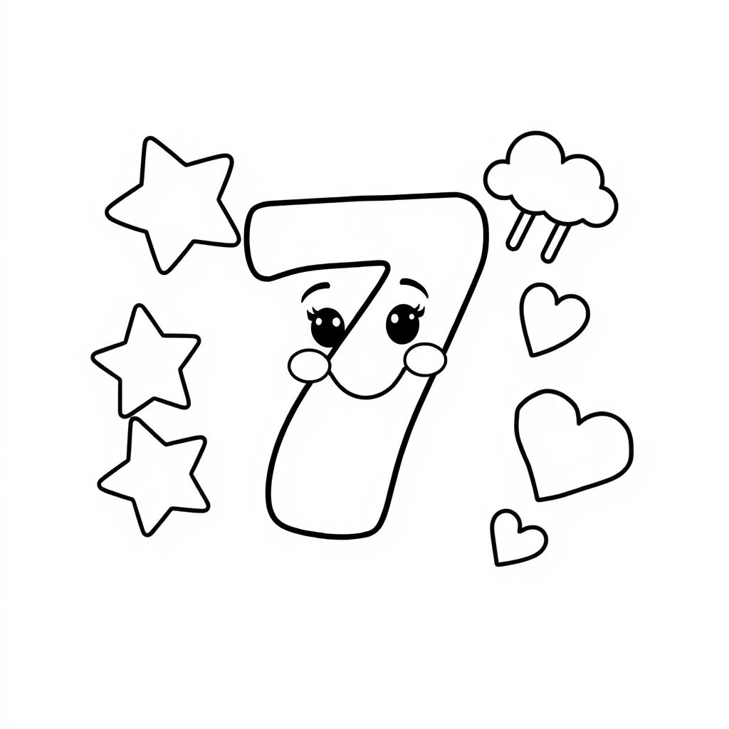 Khám phá thế giới số đếm qua hình tô màu số 7 sinh động và vui nhộn! Hãy cùng bé tập làm quen với các con số qua hình ảnh đầy màu sắc này nhé!