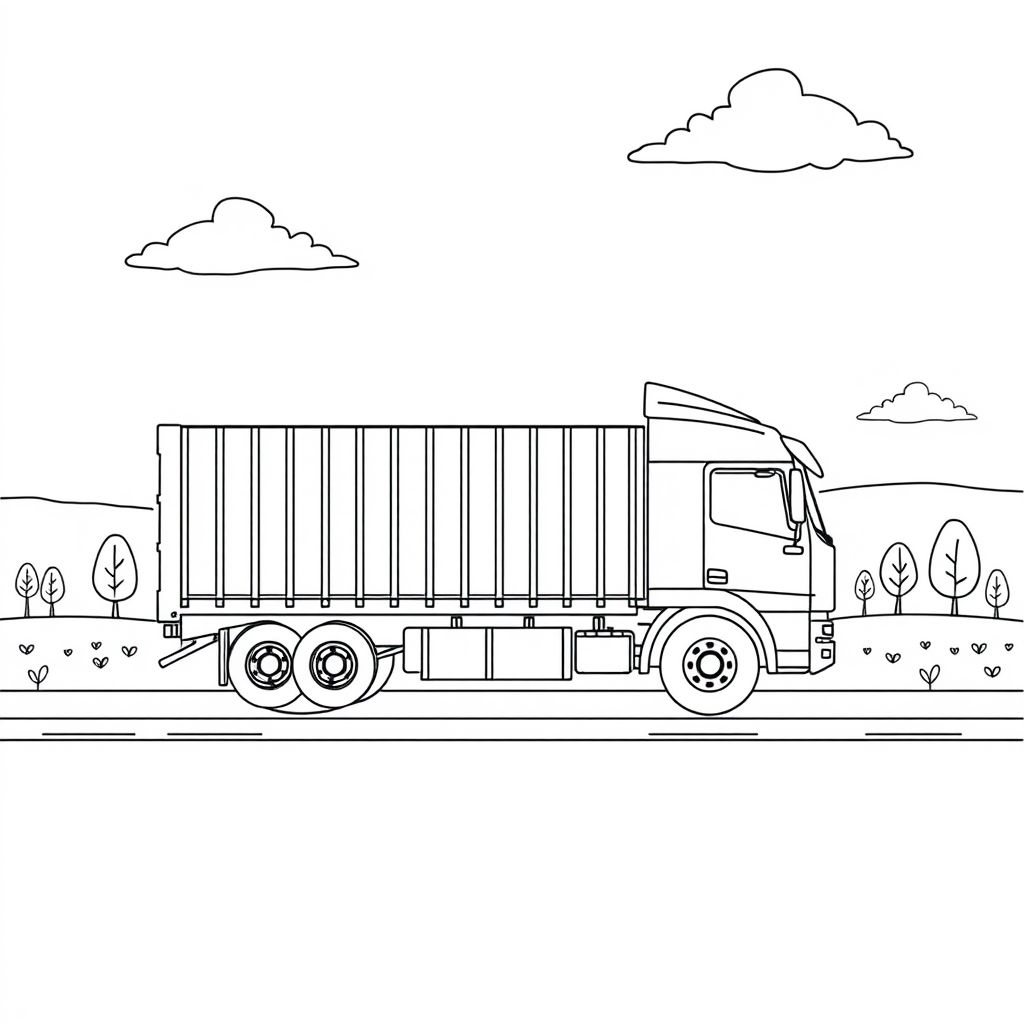 Khám phá thế giới vận chuyển với hình tô màu xe container trên đường, giúp bé thỏa sức sáng tạo và hiểu thêm về những chiếc xe container đang vận hành mạnh mẽ trên đường.