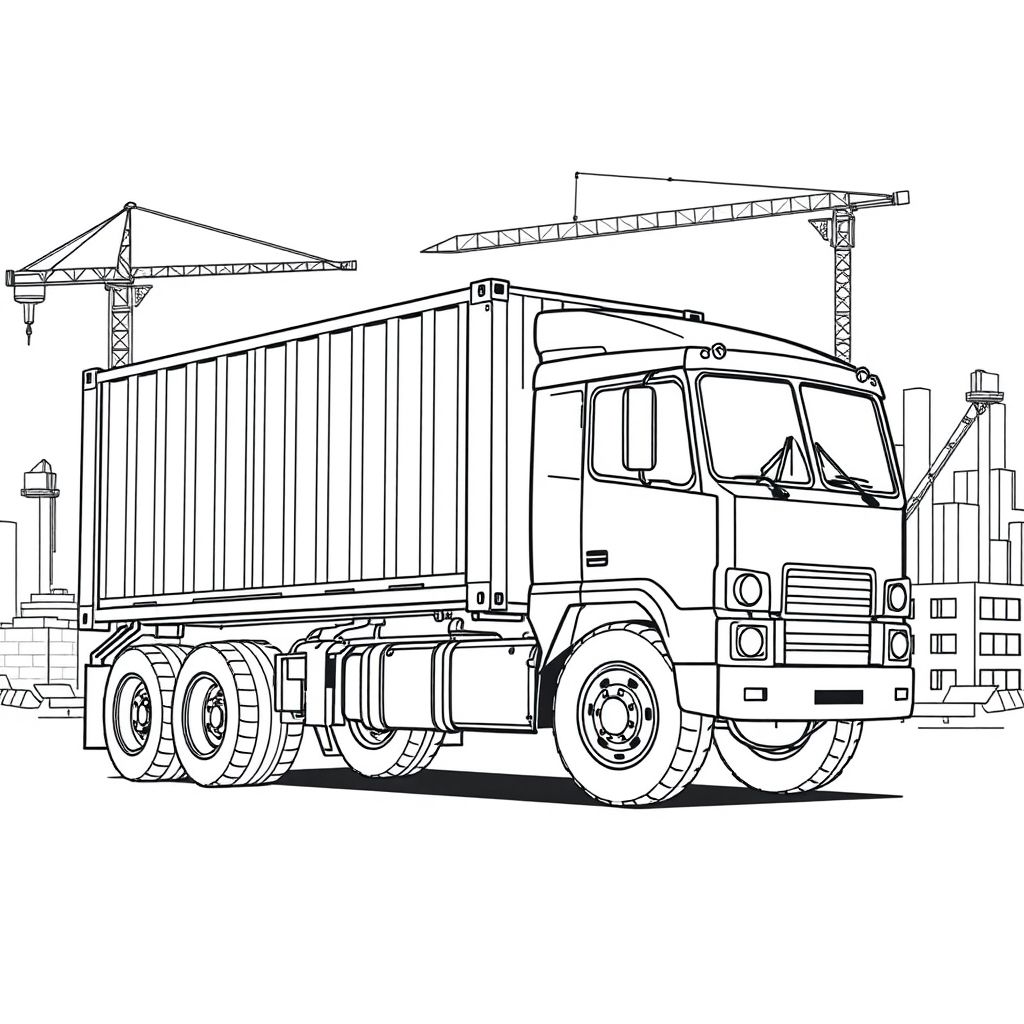 Khám phá thế giới công trường với hình tô màu xe container mạnh mẽ và đầy sức sống! Trẻ em yêu thích sáng tạo cùng hình ảnh xe container trên công trường này để thỏa sức thể hiện đam mê xây dựng và khám phá.