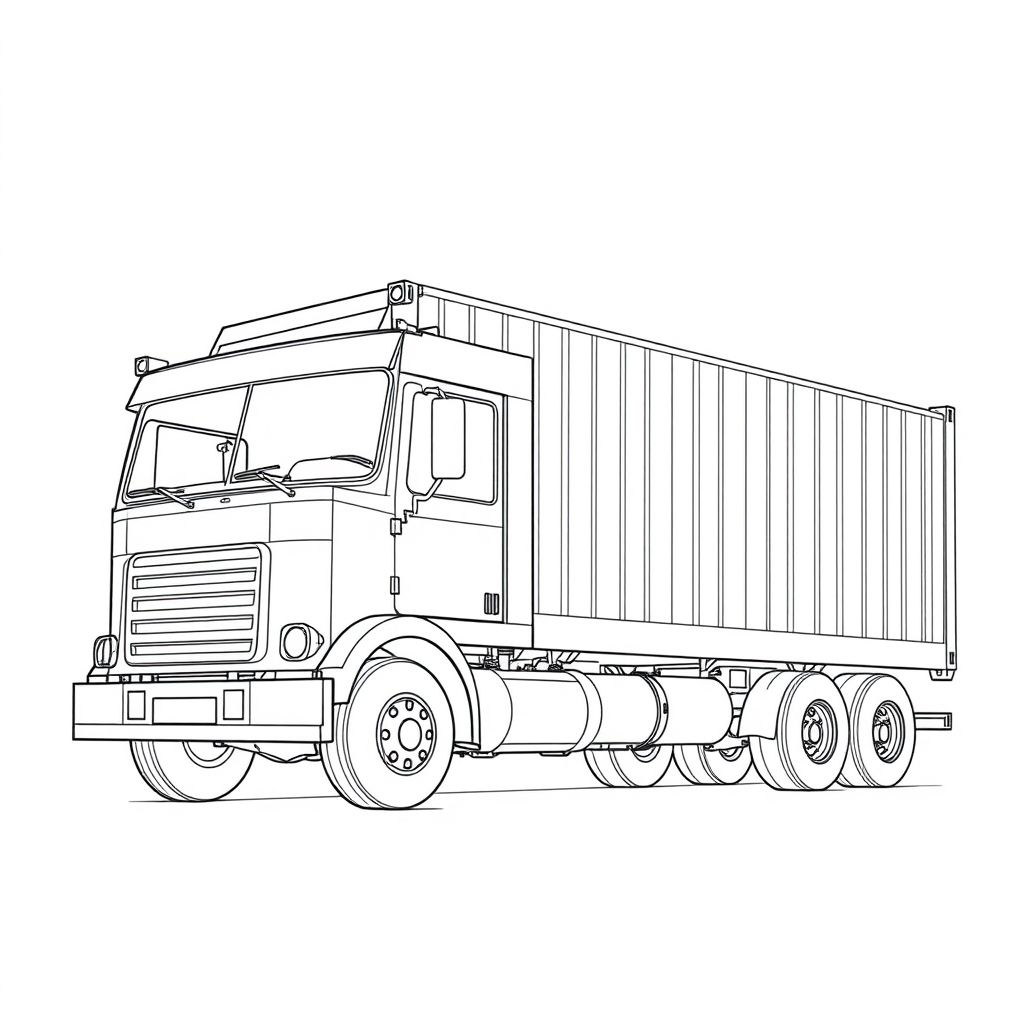 Khám phá thế giới vận tải với hình tô màu xe container khổng lồ, tuyệt vời để trẻ em thỏa sức sáng tạo và học hỏi về các phương tiện vận chuyển lớn.