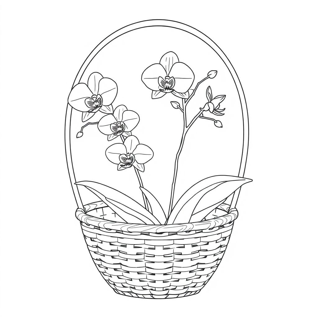 Khám phá thế giới sáng tạo với hình tô màu giỏ đựng hoa lan xinh xắn, giúp bé thỏa sức thể hiện nét đẹp của những bông hoa trong chiếc giỏ đựng tinh tế này!