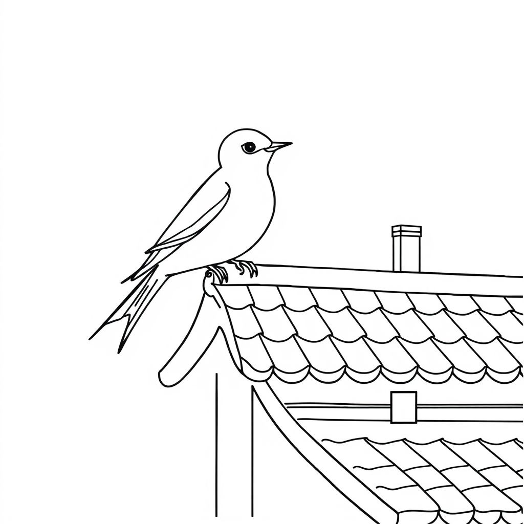 Khám phá thế giới của chim yến qua bức tranh tô màu sống động này, hình ảnh chú chim yến dễ thương đang bay trên nóc nhà, mang đến vẻ đẹp bình yên và gần gũi trong cuộc sống hàng ngày.