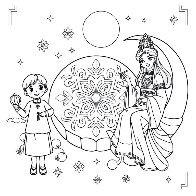 Hơn 90+ mẫu hình tô màu bánh trung thu và chị Hằng Nga miễn phí, tải và in miễn phí cho bé