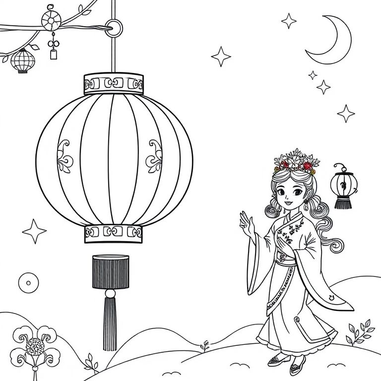 Khám phá thế giới sắc màu với hình tô màu lồng đèn lung linh, cùng hình ảnh chị Hằng Nga xinh đẹp, mang đến không khí trung thu rộn ràng và huyền bí!