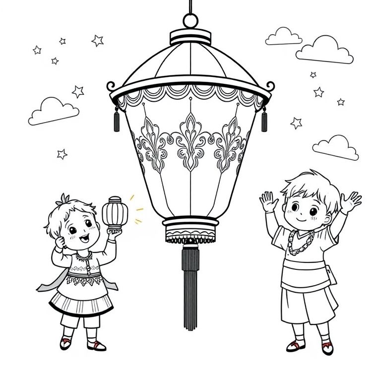 Bé vui chơi sáng tạo cùng hình tô màu lồng đèn lung linh, mang đến niềm vui và sự rực rỡ trong những ngày lễ hội truyền thống!