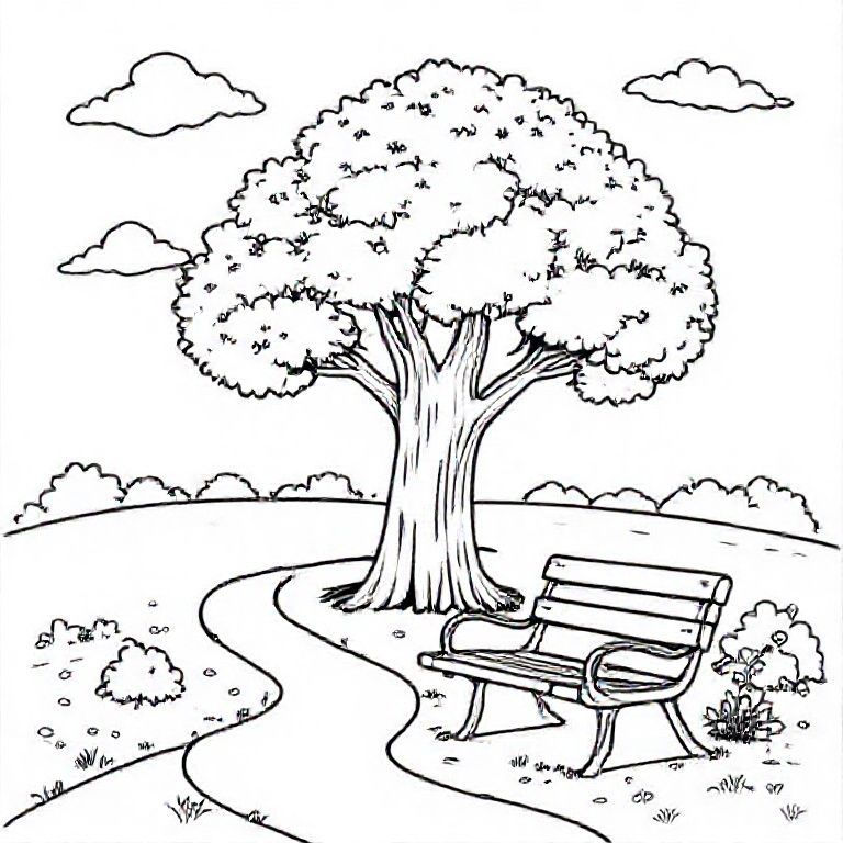 Hình tô màu công viên và ghế đá miễn phí - Tải, in, và sáng tạo cùng hơn 90 mẫu đẹp