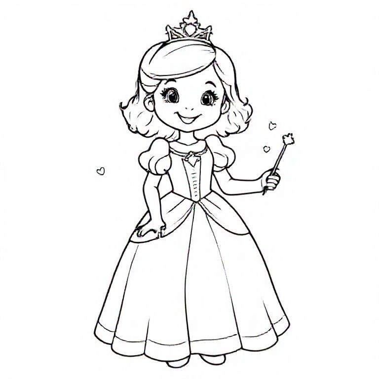 Hơn 120+ mẫu hình tô màu Bé gái mặc váy công chúa miễn phí, tải và in đẹp cho bé