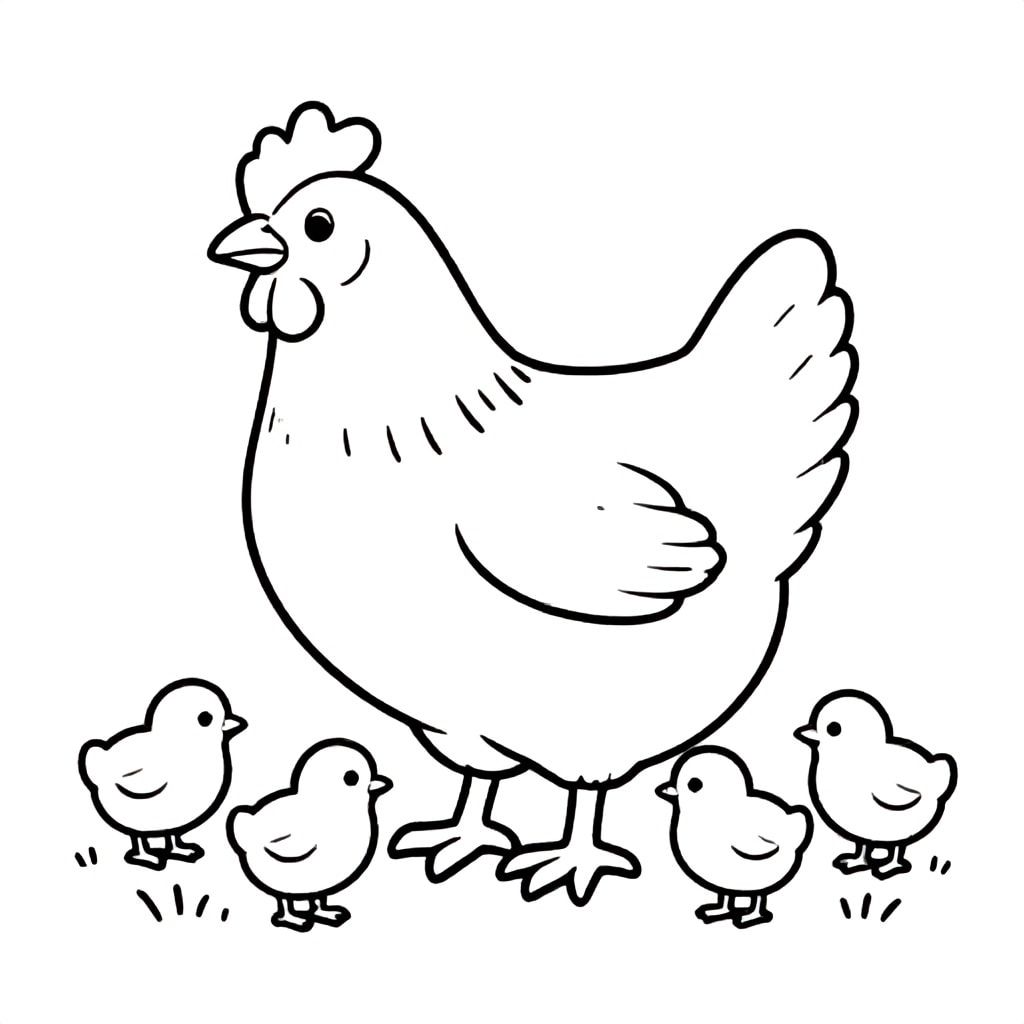 70+ mẫu hình tô màu Hình tô màu gà mẹ và đàn gà con và Con gà miễn phí tải về