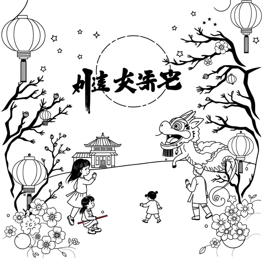 Hình Tô Màu Tết Trung Thu - Đèn Lồng, Chú Cuội
